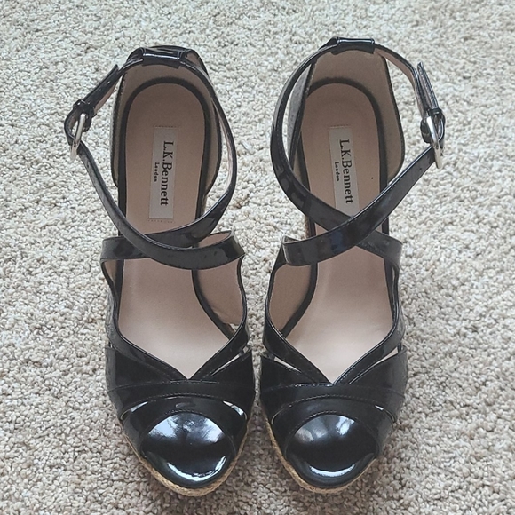 L.K. Bennett Maggie Peep toe Wedge Espadrilles - Picture 3 of 14